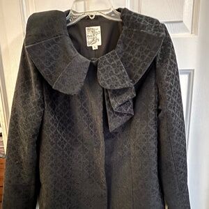 Tulle Heavy Black Jacket w/ Fancy Collar & Pockets Size L